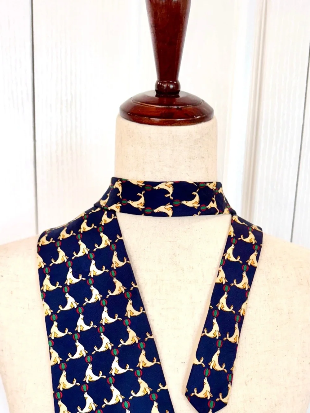 Vintage Men's Silk Tie by Paul Frederick Life is a Circus Seals Balancing a Ball